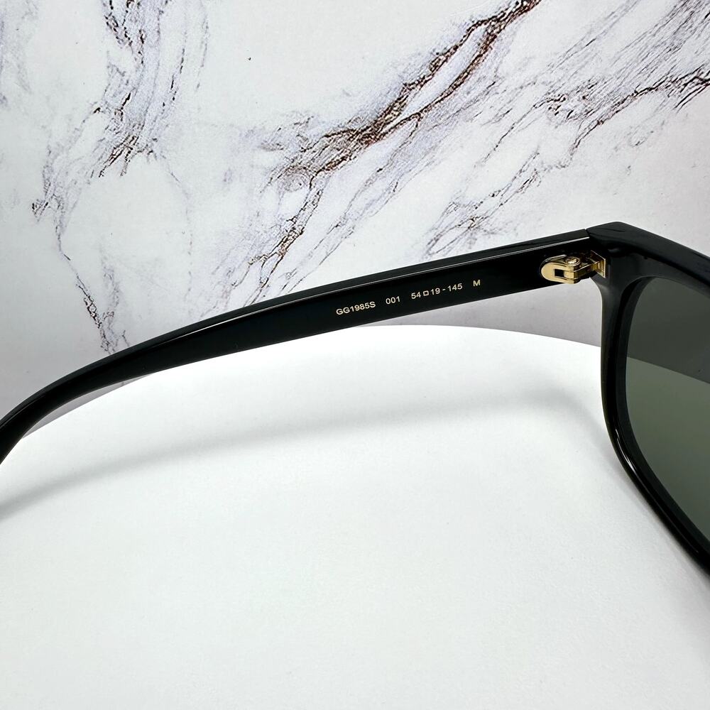 New GUCCI Sunglasses Black 54mm Square Gold Letter Logo Red Green Web Mens - Picture 7 of 15